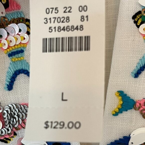 NWT Talbots tunic white embroidered embellished women large linen - Picture 9 of 12